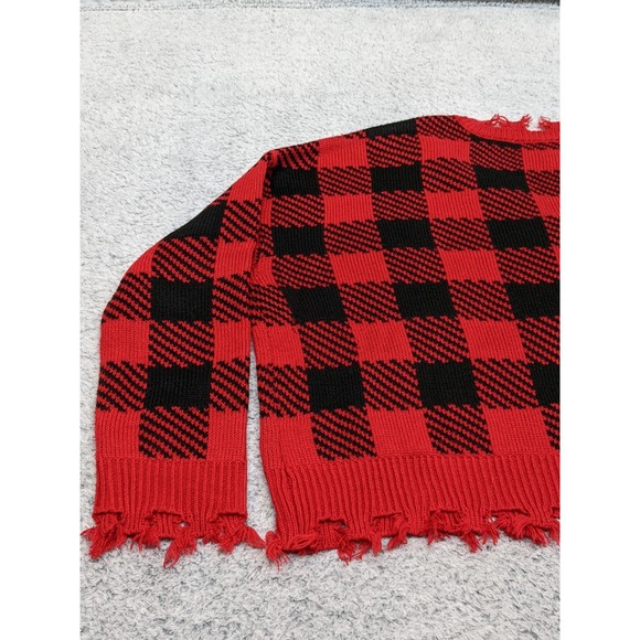No Boundaries Plaid Cropped Red Black Grunge Punk Y2K Whimsigoth Womens Large - Picture 12 of 15
